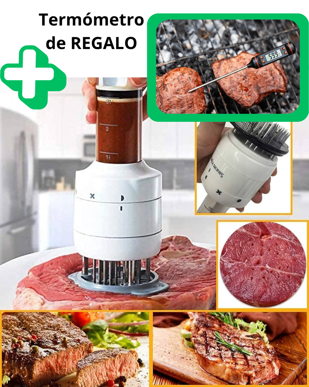 Kit Asado Premium: tiernizador + Termómetro (¡HOY de Regalo!)